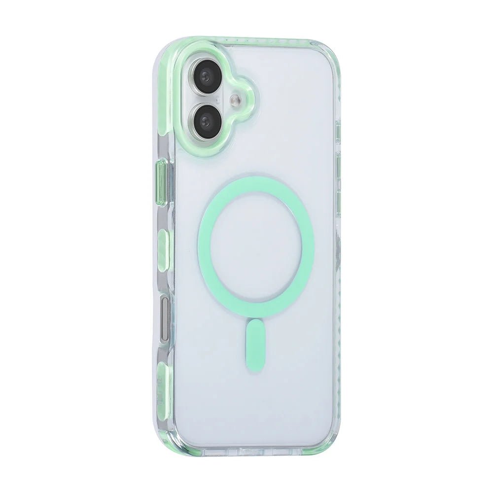 Tuniq iPhone 16 Plus - MagSafe Σκληρή Θήκη με Πλαίσιο Σιλικόνης και Λουράκι - Διάφανη / Green