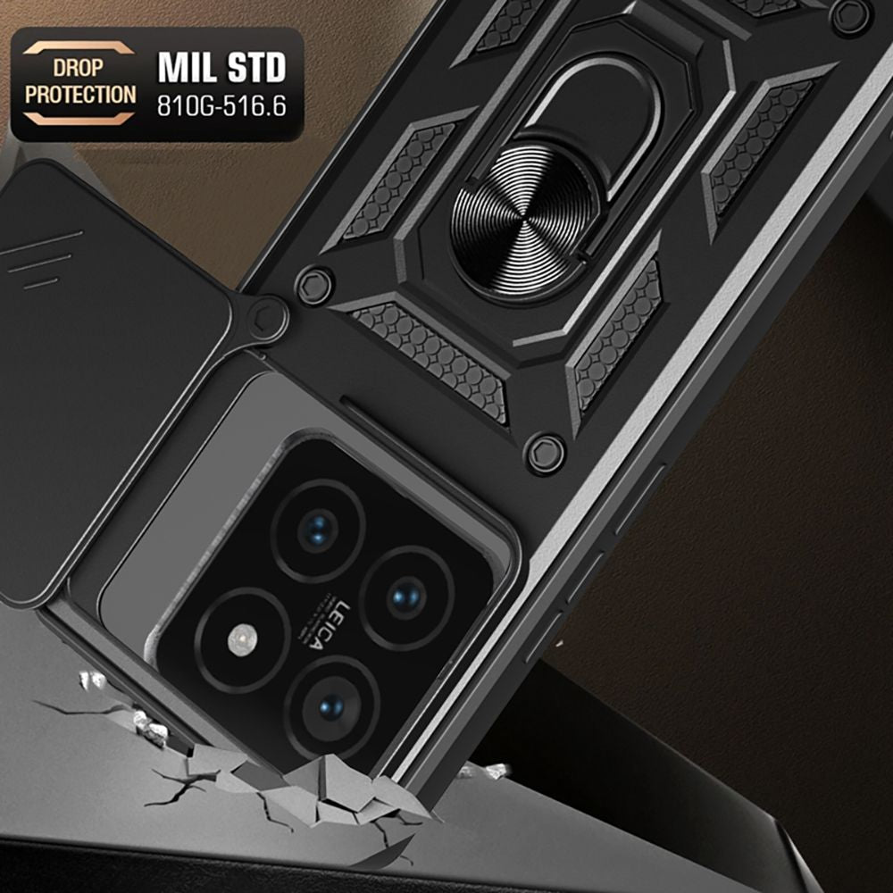 Tech - Protect Xiaomi Redmi 14T Pro Camshield Pro Σκληρή Θήκη με Πλαίσιο Σιλικόνης και Δαχτυλίδι Συγκράτησης - Black
