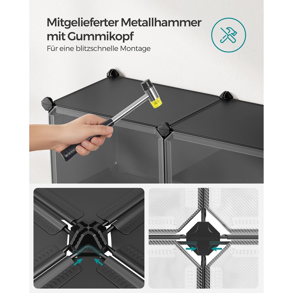 Songmics Πλαστική Παπουτσοθήκη με 6 Ράφια - Black - LPC033BZ02