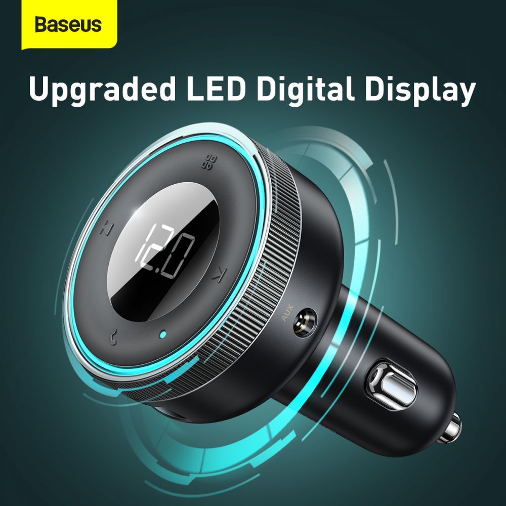 Baseus CCLH - 01 Car Charger and FM Transmitter 2xUSB QC3.0 για Αναπαραγωγή Μουσικής / Φόρτιση Κινητών στο Αυτοκίνητο - Black