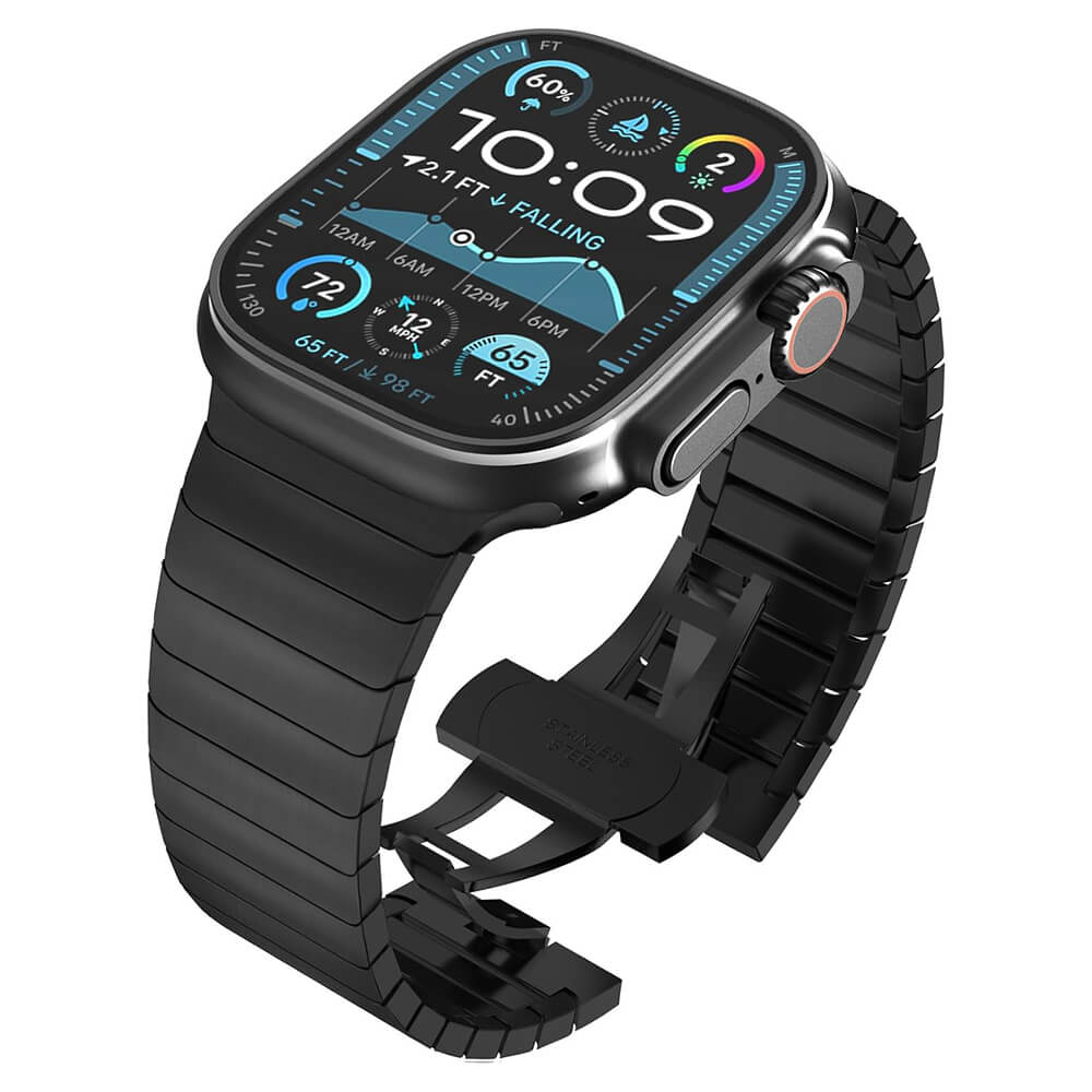 Techsuit Λουράκι Apple Watch 4/5/6/7/8/9/10/11 - SE (1/2/3) - Ultra (1/2/3) - 42/44/45/49mm Watchband W012 Μπρασελέ από Ανοξείδωτο Ατσάλι - Black