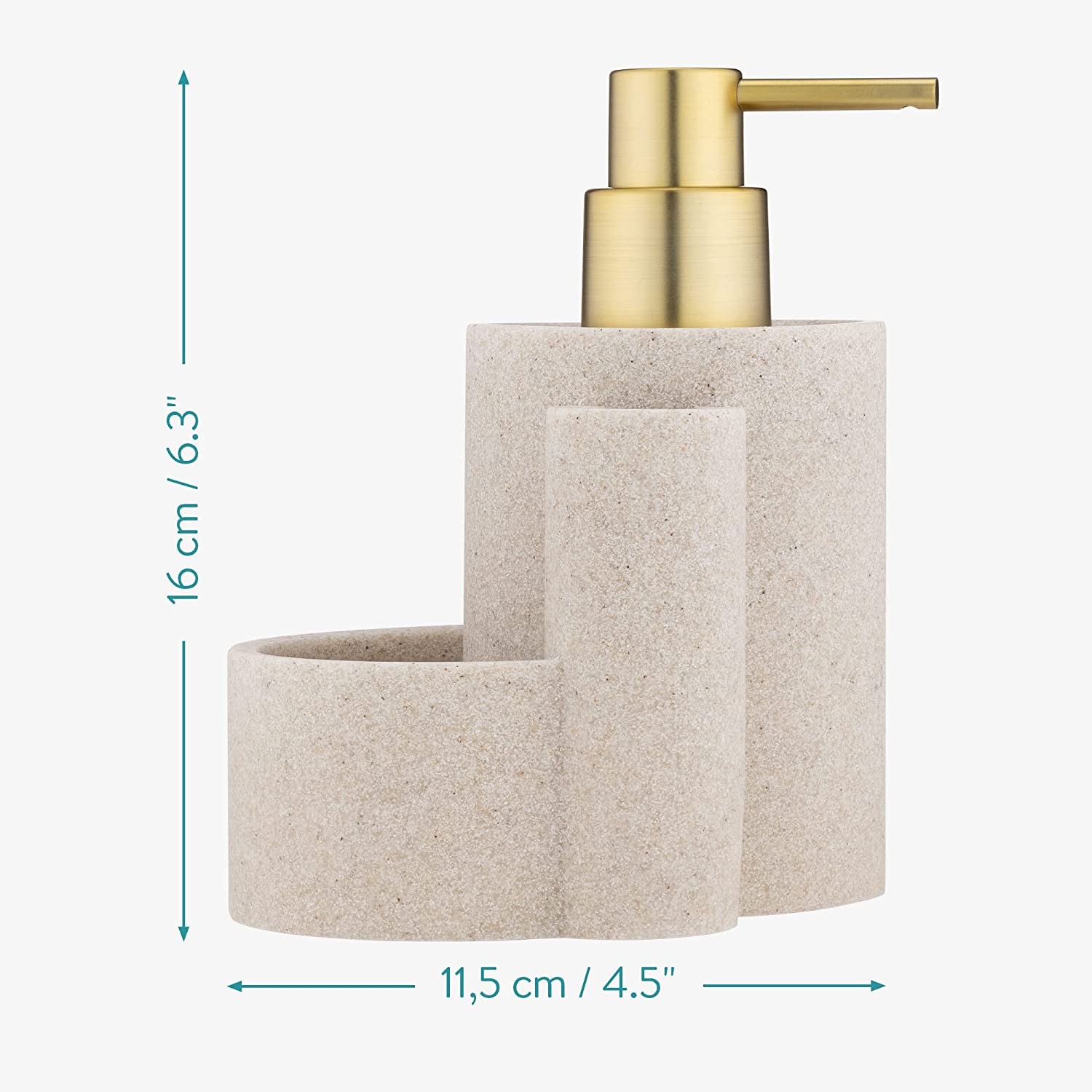 Navaris Διανομέας Σαπουνιού με 2 Θήκες - Beige / Brass - 55871.02
