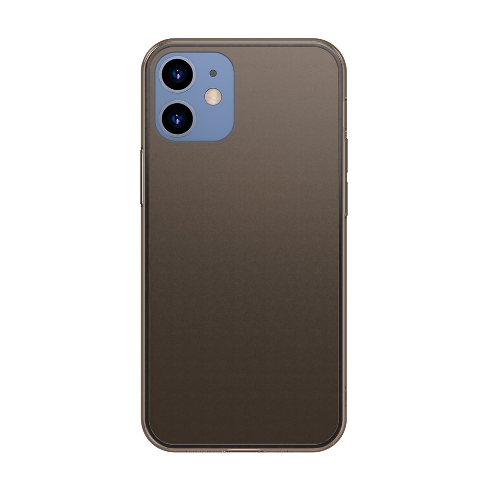 Baseus iPhone 12 / iPhone 12 Pro Frosted Glass Θήκη με Πλαίσιο Σιλικόνης και Όψη Γυαλιού Tempered Glass - Black - WIAPIPH61P - WS01