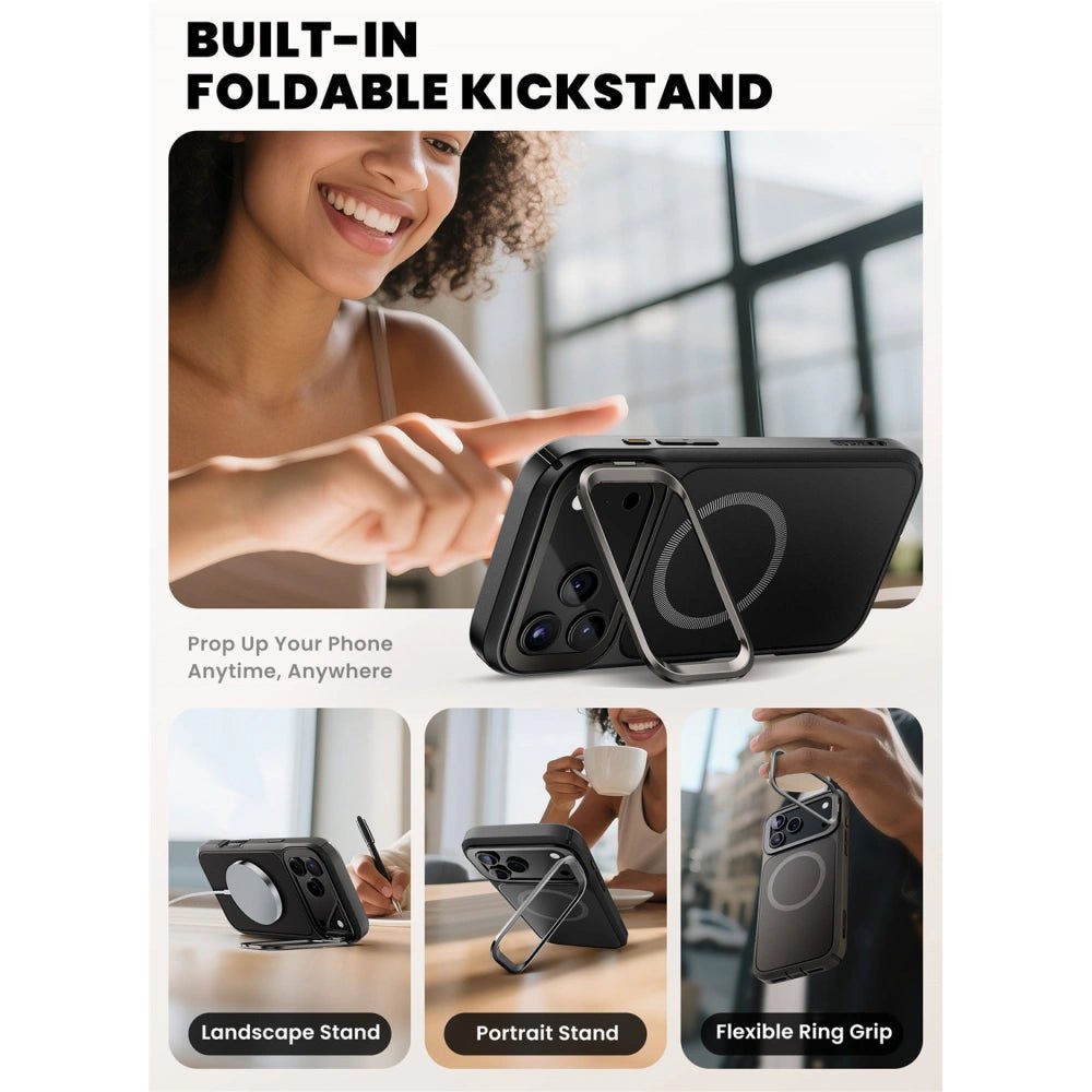 Supcase iPhone 17 Pro - IBLSN Ares Flip Mag - MagSafe Σκληρή Θήκη με Πλαίσιο Σιλικόνης και Προστασία Οθόνης και Stand - Black