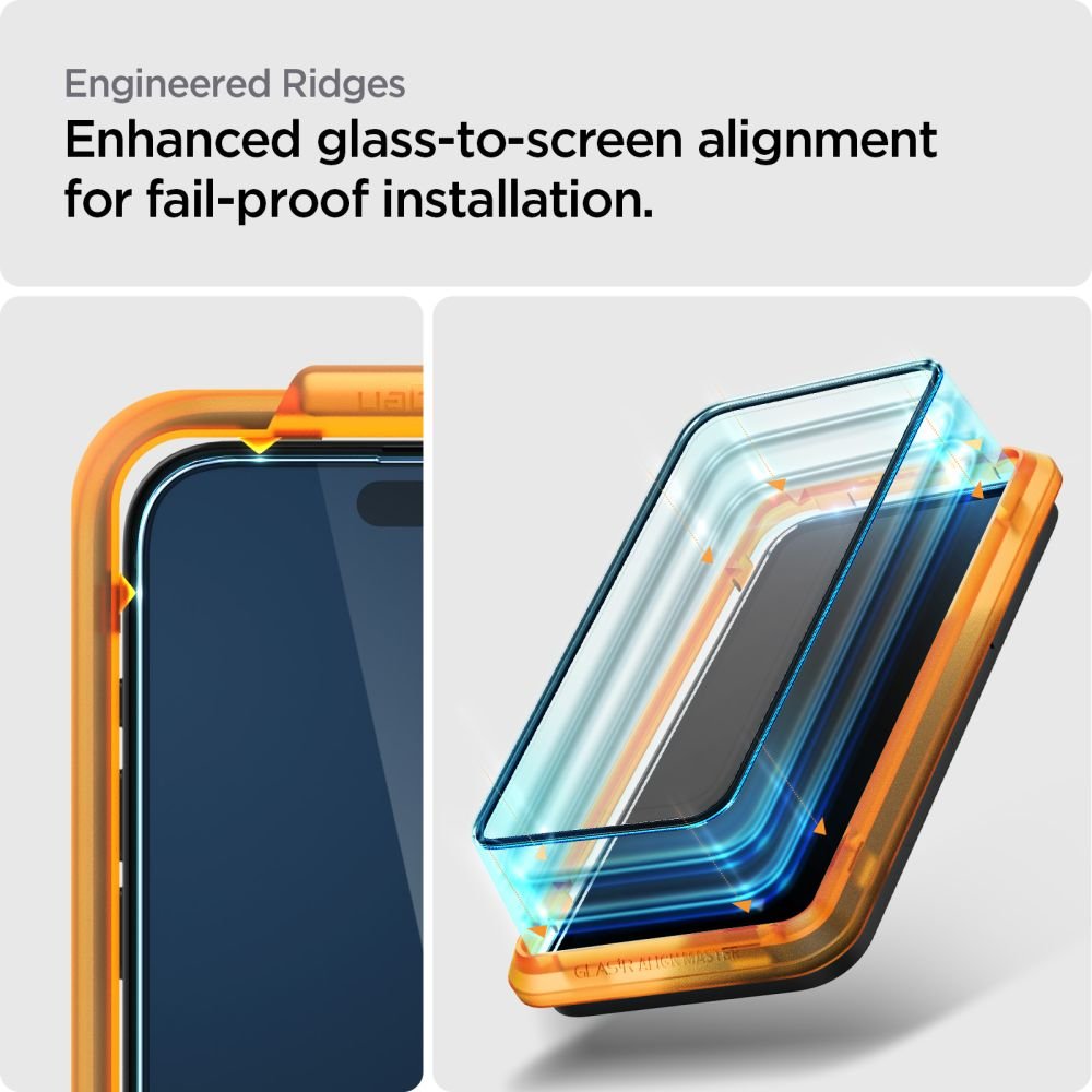 Spigen iPhone 15 Plus FC AlignMaster 2.5D Full Screen Case Friendly Tempered Glass Αντιχαρακτικό Γυαλί Οθόνης 9H - 2 Τεμάχια - Black