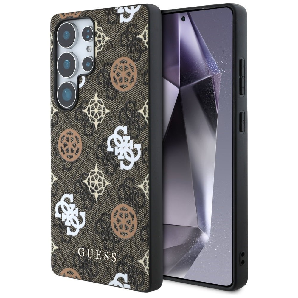 Guess Samsung Galaxy S25 Ultra - 4G Printed Colored Peony Pattern - MagSafe Θήκη με Επένδυση Συνθετικού Δέρματος - Brown - GUHMS25LP4PWPW