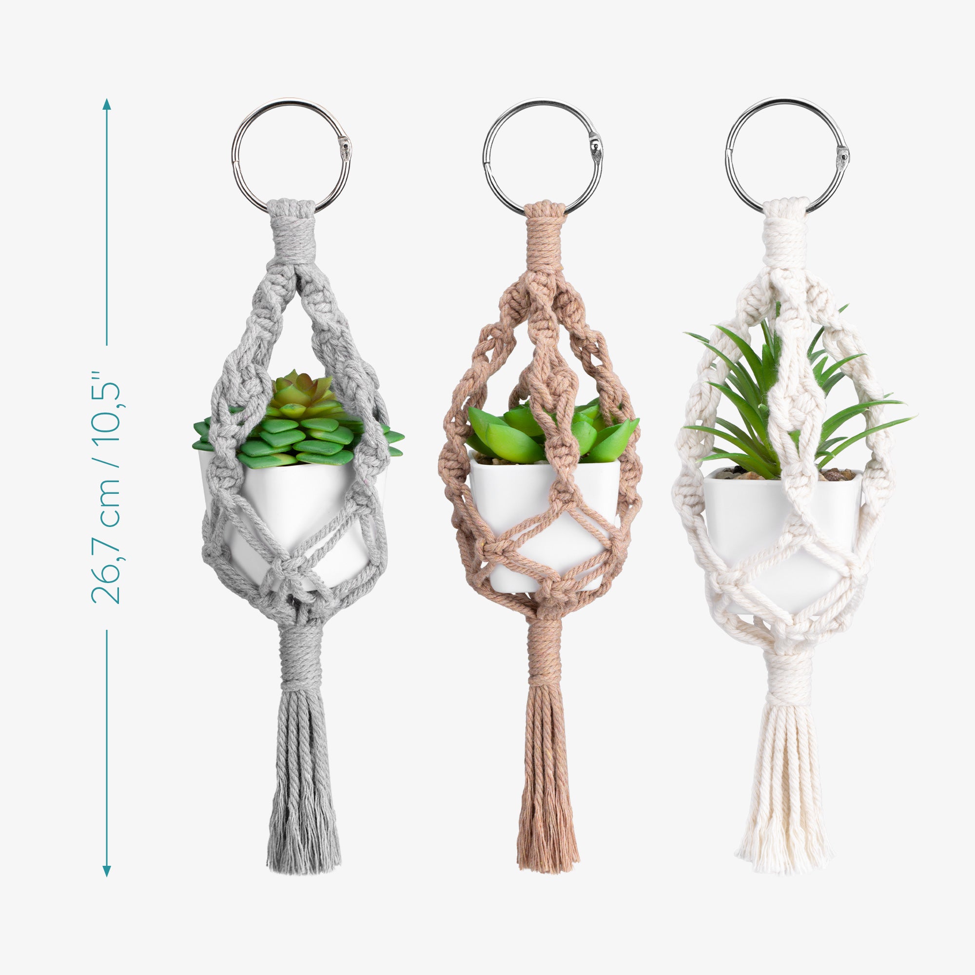 Navaris Σετ με 3 Μίνι Μακραμέ Θήκες για Γλάστρες - Multicolor - 55718.01