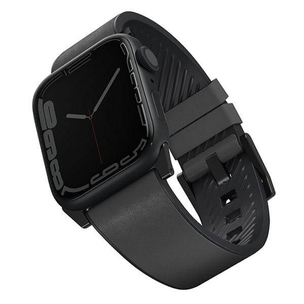 Uniq Λουράκι Apple Watch 2 / 3 / 4 / 5 / 6 / 7 / 8 / 9 / SE / ULTRA 1 / ULTRA 2 - 42 / 44 / 45 / 49 mm Straden Δερμάτινο Υβριδικό Λουράκι - Grey