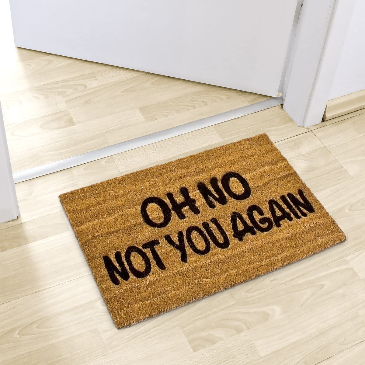 Relaxdays Χαλάκι Πόρτας από Ίνες Καρύδας Design Oh No - Not You Again - 60 x 40 cm - Dark Brown / Black - 4052025177270