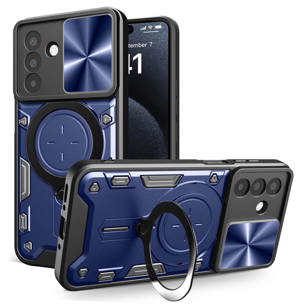 Techsuit Samsung Galaxy A26 5G - CamGuard Pro - Σκληρή Θήκη με Προστασία Καμερών και Δαχτυλίδι Συγκράτησης - Blue