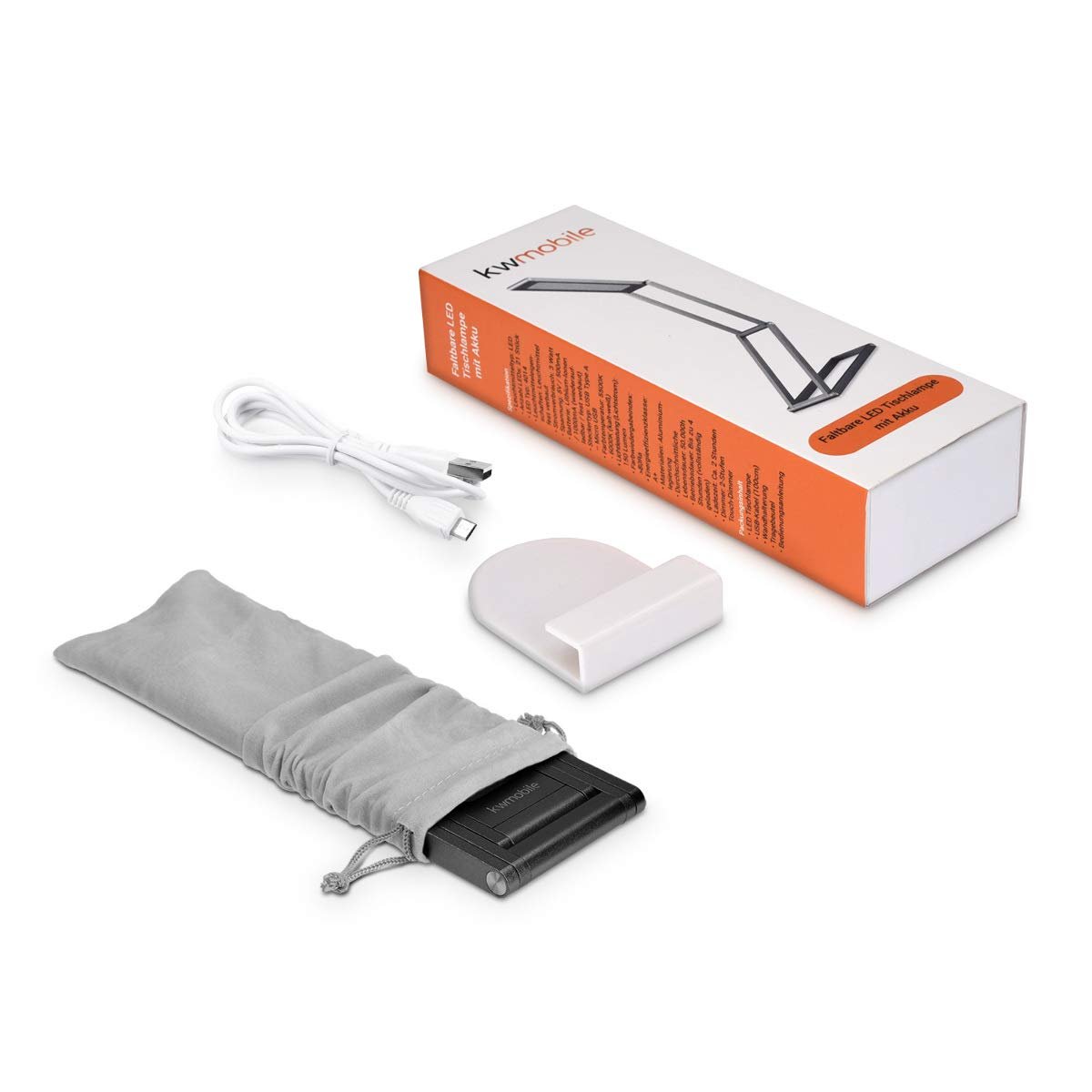 KW LED Folding Desk Lamp Επαναφορτιζόμενο Αναδιπλούμενο Μεταλλικό Φωτιστικό με καλώδιο Micro USB - Black - 45535.01