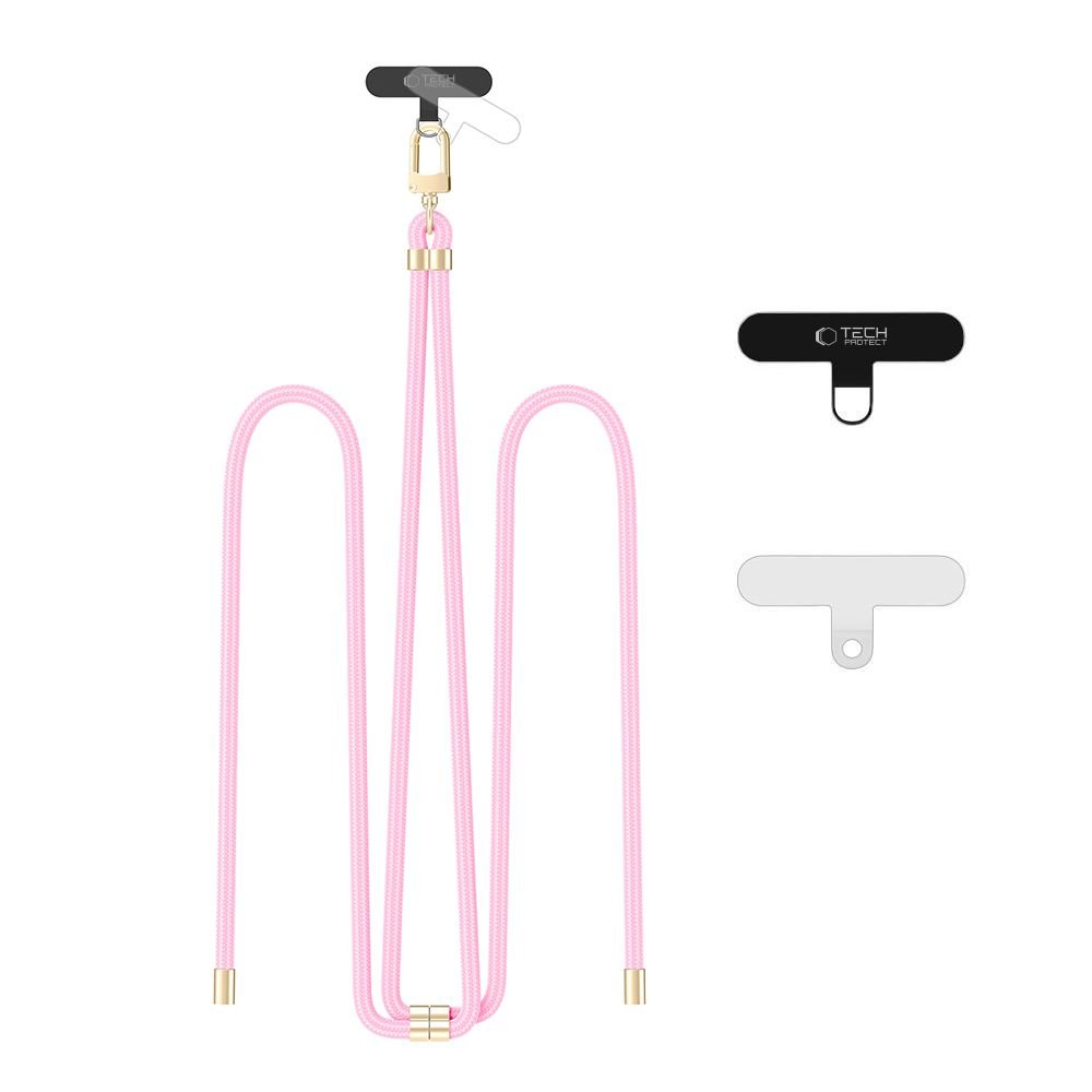 Tech - Protect C7S Rope CrossBody Strap - Universal Λουράκι για Θήκη Κινητού - Baby Pink / Gold