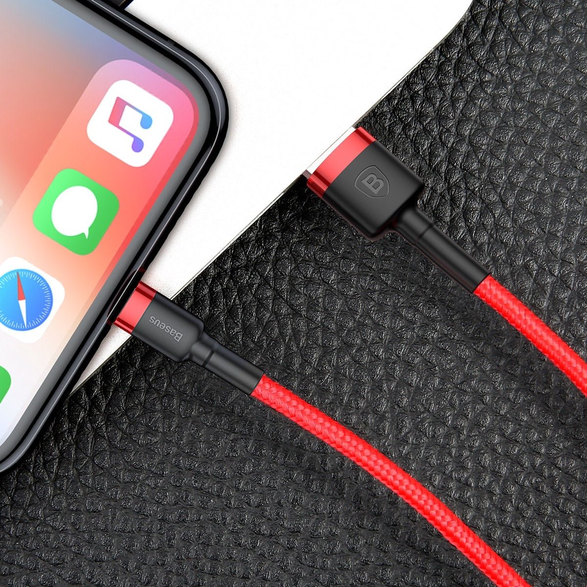 Baseus Kevlar Lightning Quick Charge Cable - Υψηλής Ταχύτητας Καλώδιο Lightning Γρήγορης Φόρτισης 2.4A 1M - Red - CALKLF - B09