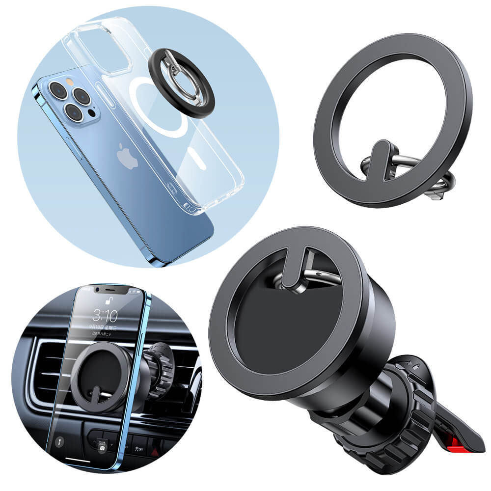 Joyroom Kit Multifunctional Μαγνητική Βάση Αυτοκινήτου Αεραγωγού και Μαγνητικό Δαχτυλίδι Συγκράτησης Κινητού - Black - JR - ZS294