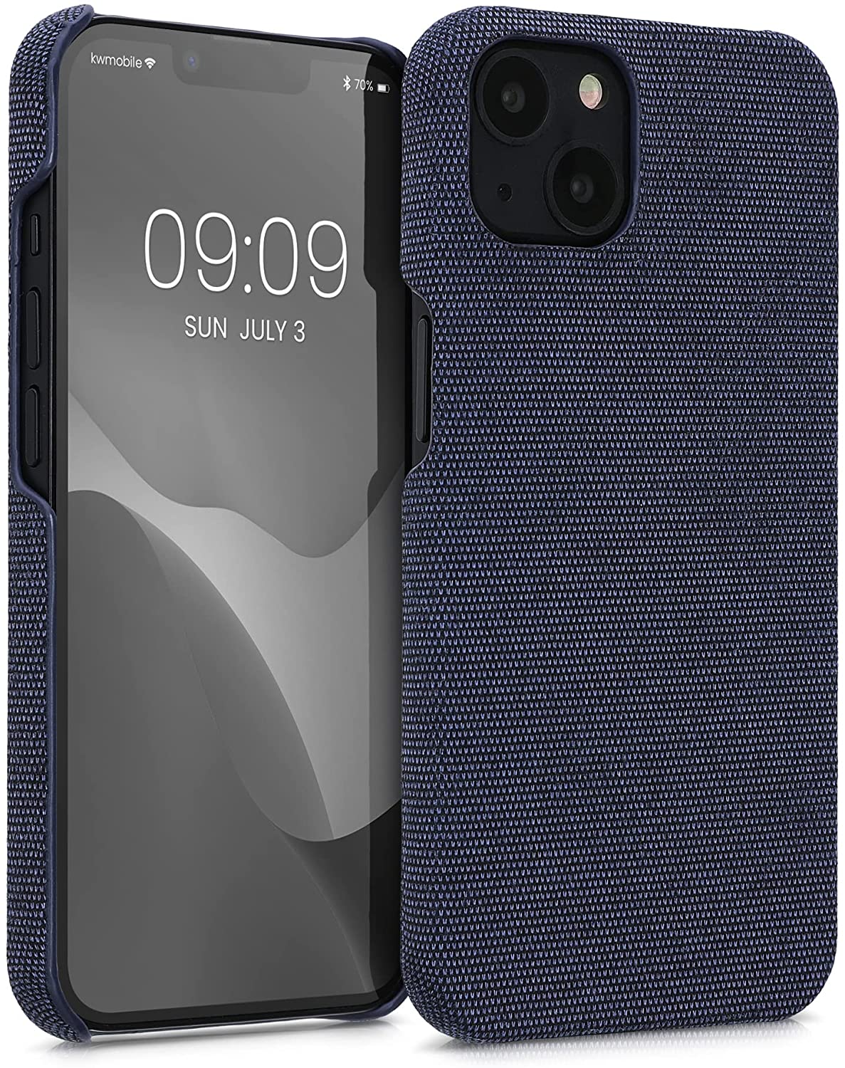 KW iPhone 13 Σκληρή Θήκη με Υφασμάτινη Επένδυση - Dark Blue - 57452.17