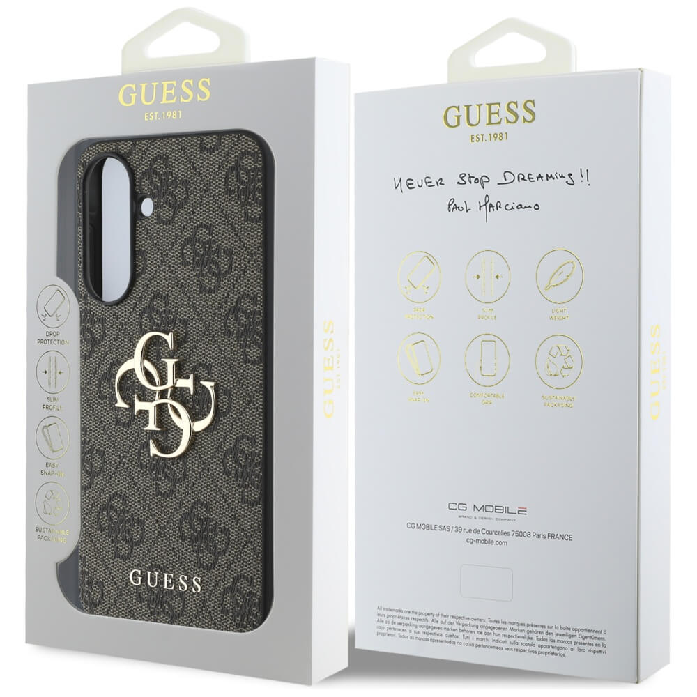 Guess Samsung Galaxy A56 5G - Big 4G Logo Classic Logo - Σκληρή Θήκη με Επένδυση από Οικολογικό Δέρμα - Brown - GUHCSA564GMGBR