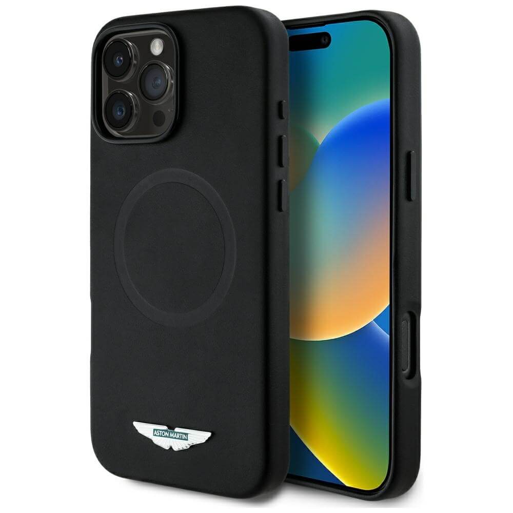 Aston Martin iPhone 16 Pro Max - HC FW Logo - MagSafe Σκληρή Θήκη με Πλαίσιο Σιλικόνης - Black
