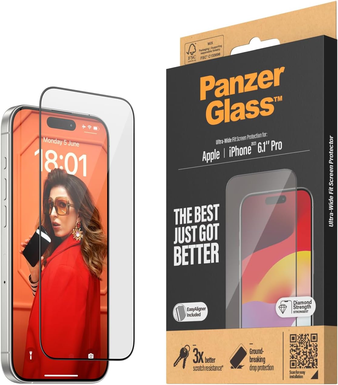 PanzerGlass iPhone 15 Pro Ultra - Wide Fit Easy Aligner Full Screen Αντιχαρακτικό Γυαλί Οθόνης - Black