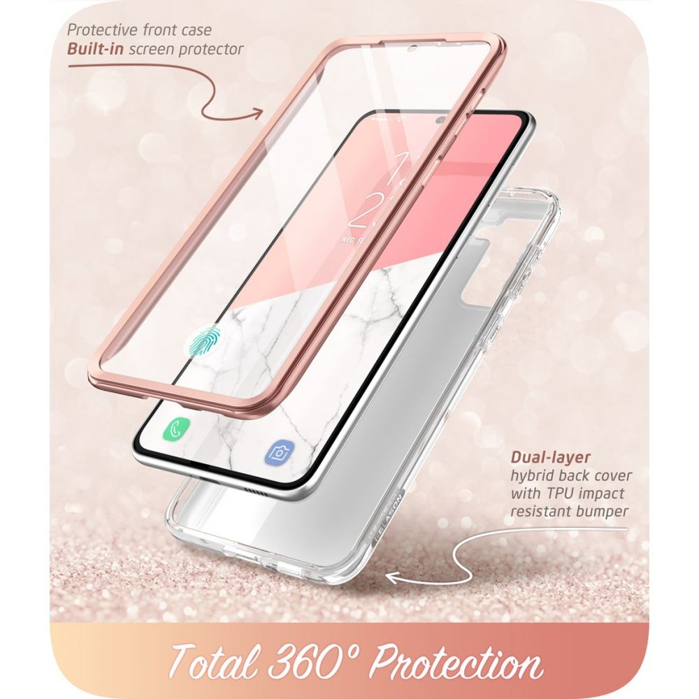 i - Blason Samsung Galaxy S21 FE Cosmo Σκληρή Θήκη με Πλαίσιο Σιλικόνης και Προστασία Οθόνης - Marble