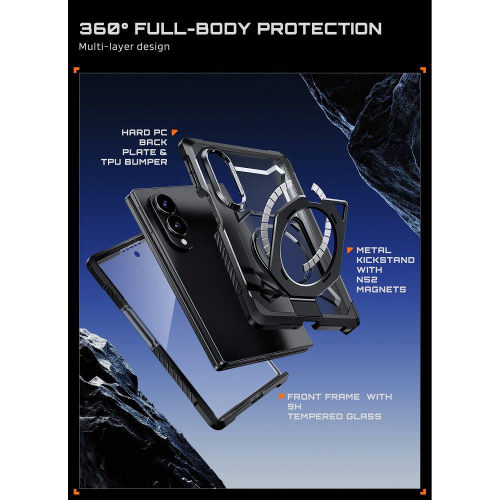 Supcase Samsung Galaxy Z Fold8 - Σκληρή Θήκη με Προστασία Οθόνης και MagSafe / Stand - UB Grip Mag - Black
