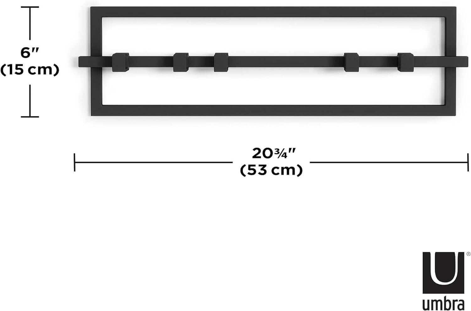 Umbra Cubiko Επιτοίχια Μεταλλική Κρεμάστρα με 5 Μετακινούμενους Γάντζους - Black