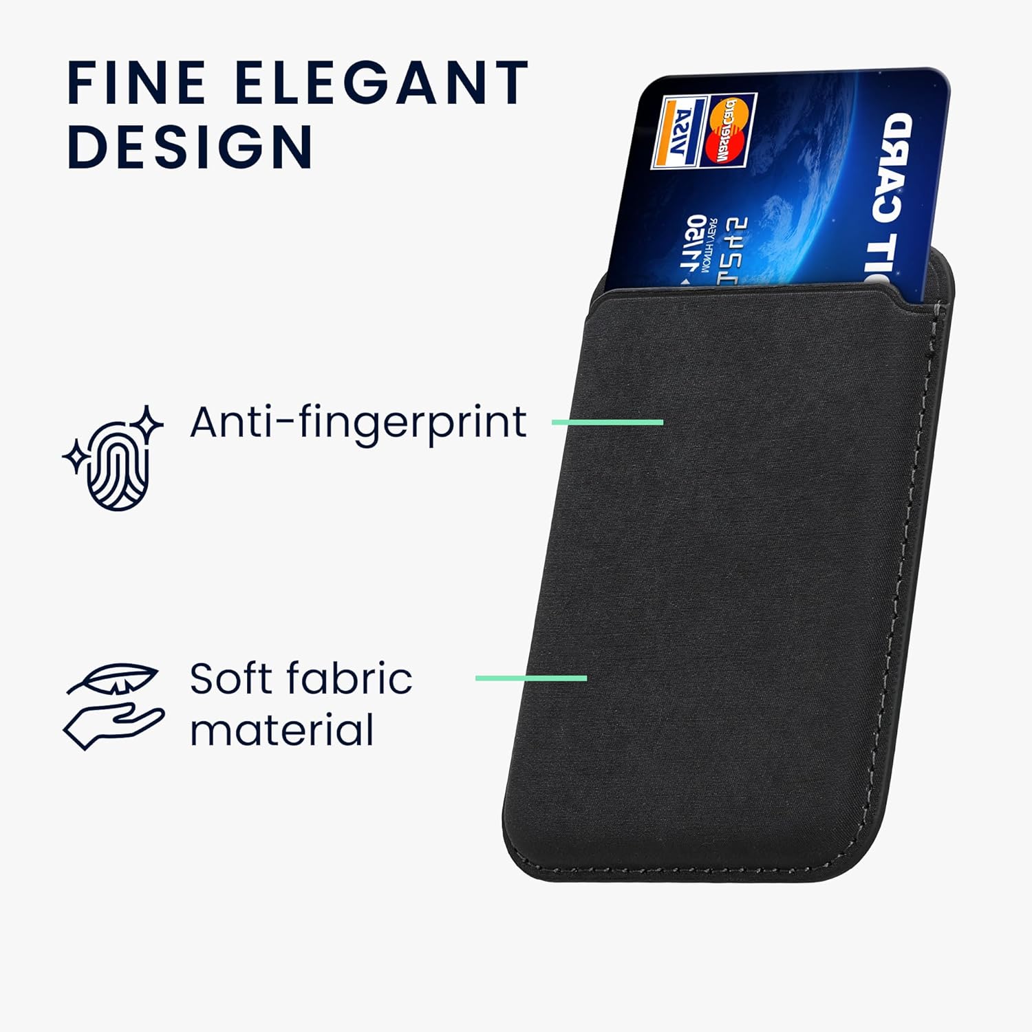 KW iPhone Μαγνητική Θήκη για Πιστωτικές Κάρτες από Συνθετικό Δέρμα - Black