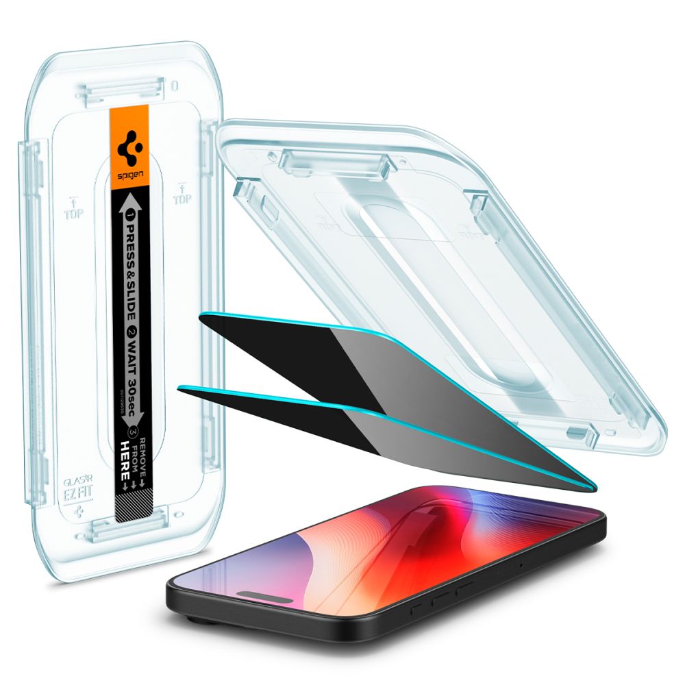 Spigen iPhone 16 Pro / iPhone 17 / iPhone 17 Pro Glas.TR Privacy EZ Fit 9H Αντιχαρακτικό Γυαλί Οθόνης - 2 Τεμάχια - Black - AGL07929
