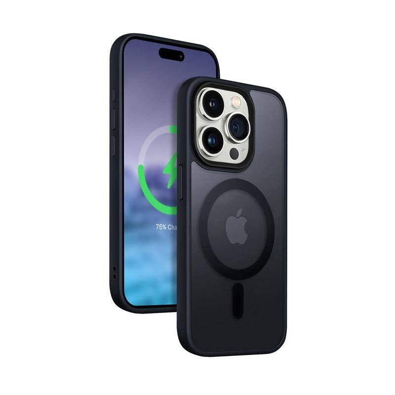 Crong iPhone 15 Pro Hybrid Frost Mag - Σκληρή Θήκη με Πλαίσιο Σιλικόνης και MagSafe - Navy Blue