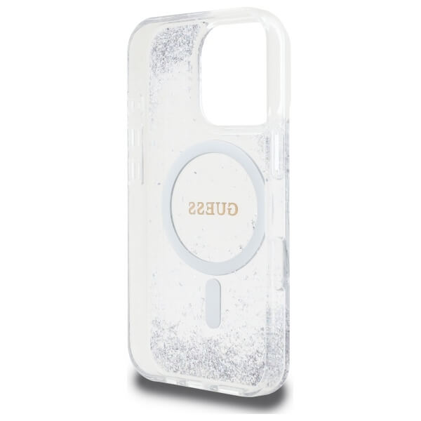 Guess iPhone 16 Pro - Resin Gradient Glitter - MagSafe Σκληρή Θήκη με Πλαίσιο Σιλικόνης - Silver - GUHMP16LRGRGES