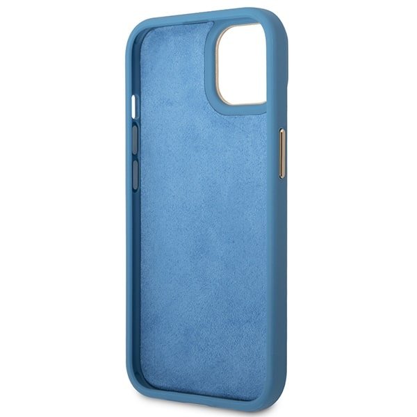 Guess iPhone 14 Plus 4G Vintage Gold Logo Σκληρή Θήκη με Πλαίσιο Σιλικόνης - Blue - GUHCP14MHG4SHB