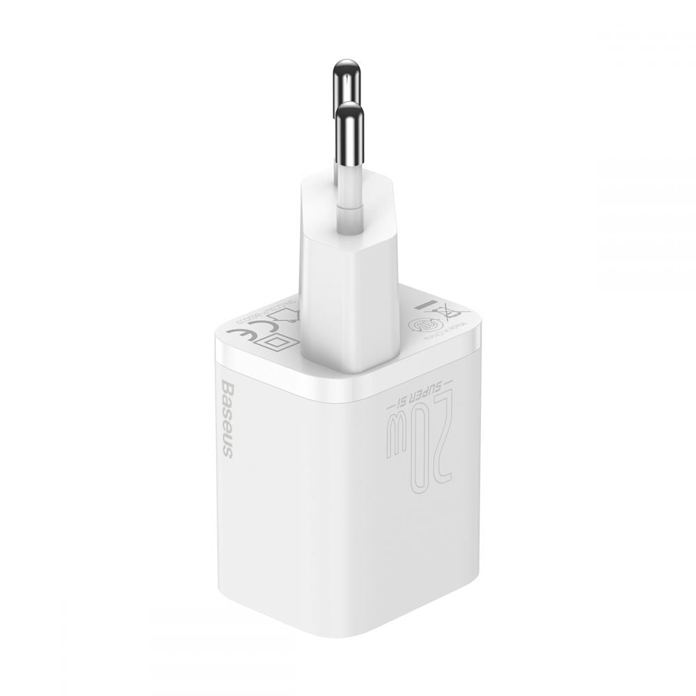 Baseus Super Si PD 20W Οικιακός Φορτιστής με Θύρα Type - C και καλώδιο Type - C to Lightning - White - TZCCSUP - B02
