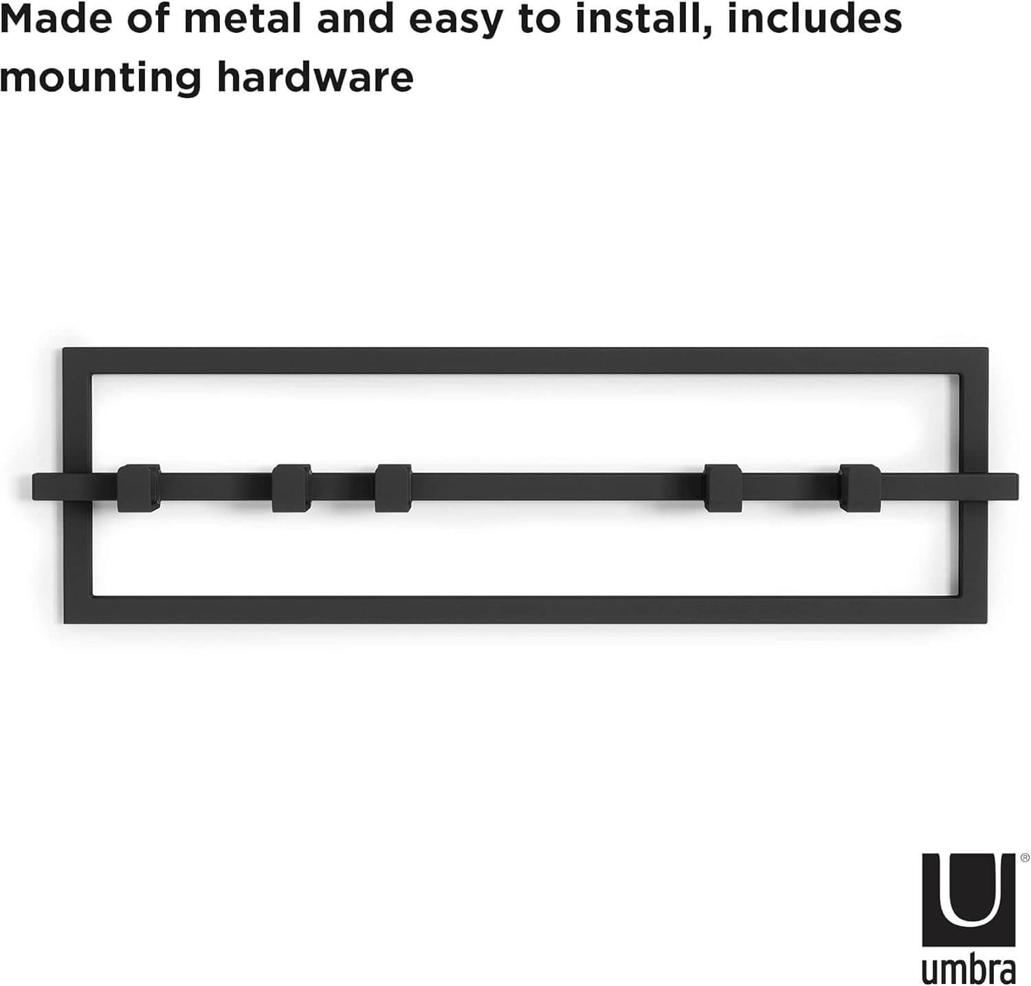 Umbra Cubiko Επιτοίχια Μεταλλική Κρεμάστρα με 5 Μετακινούμενους Γάντζους - Black