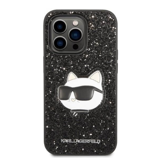 Karl Lagerfeld iPhone 14 Pro - Glitter Choupette Patch Σκληρή Θήκη με Πλαίσιο Σιλικόνης - Black - KLHCP14LG2CPK