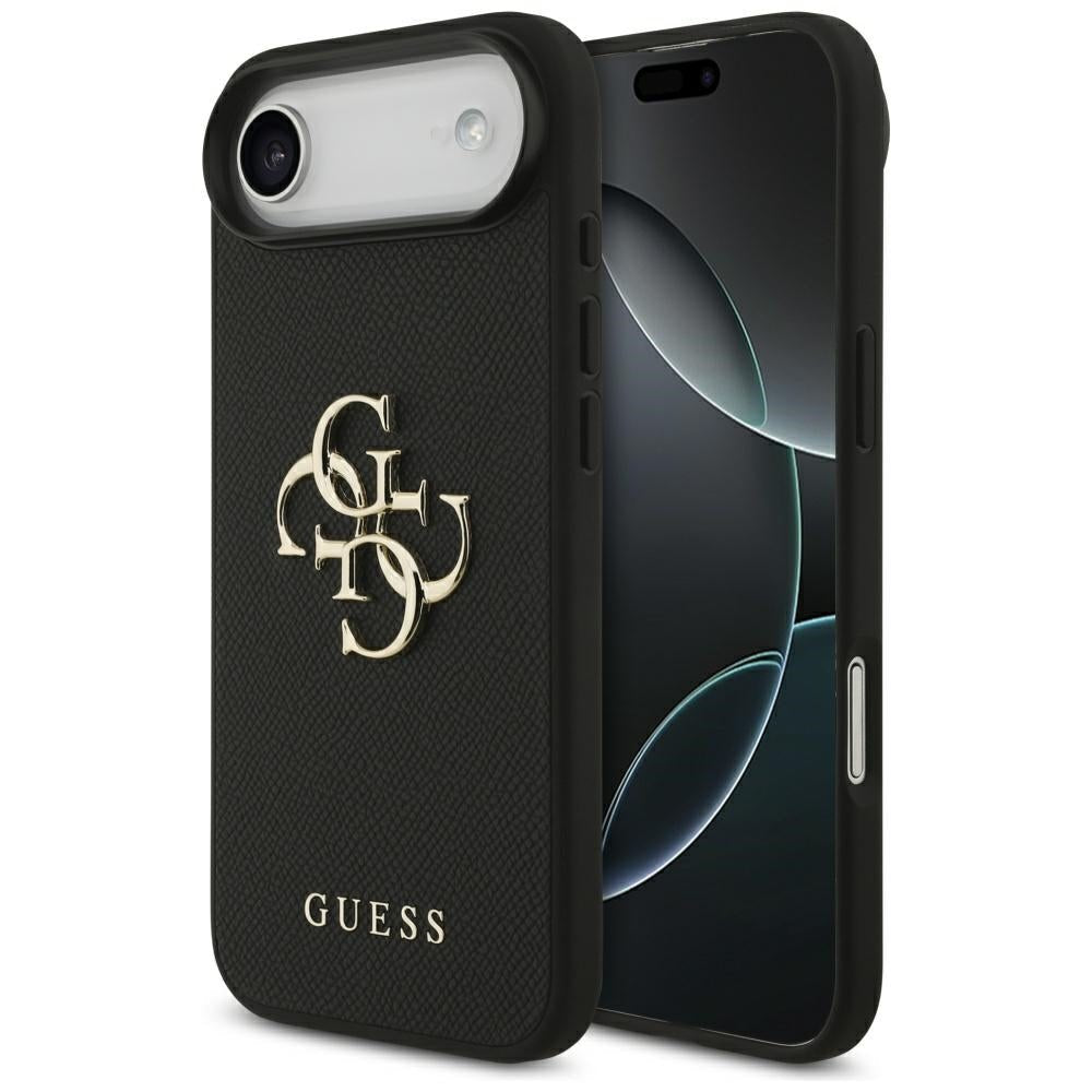 Guess iPhone Air - Grained Big 4G and Classic Logo - Σκληρή Θήκη με Επένδυση από Οικολογικό Δέρμα - Black - GUHCP17MPGT4MBK