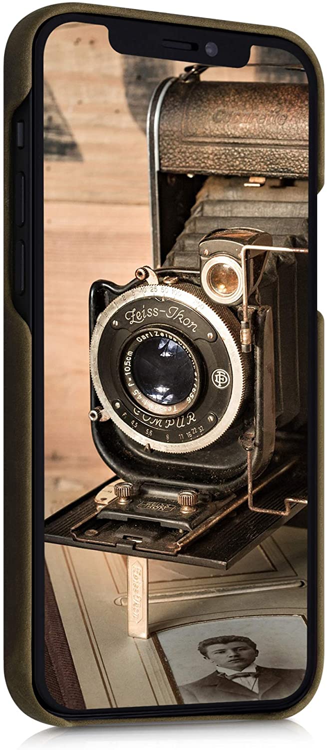 Kalibri iPhone 12 / 12 Pro Σκληρή Θήκη με Επένδυση Γνήσιου Δέρματος - Brown - 52750.05