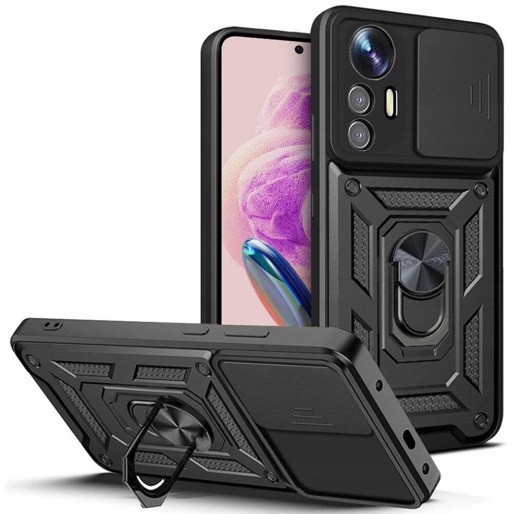 Tech - Protect Xiaomi Redmi Note 12S Camshield Pro Σκληρή Θήκη με Πλαίσιο Σιλικόνης και Δαχτυλίδι Συγκράτησης - Black