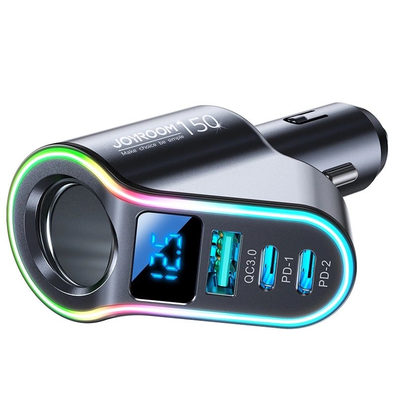 Joyroom JR - CL21 4in1 PD 150W Φορτιστής Αυτοκινήτου με 1 Θύρα USB και 2 Θύρες Type - C - Black