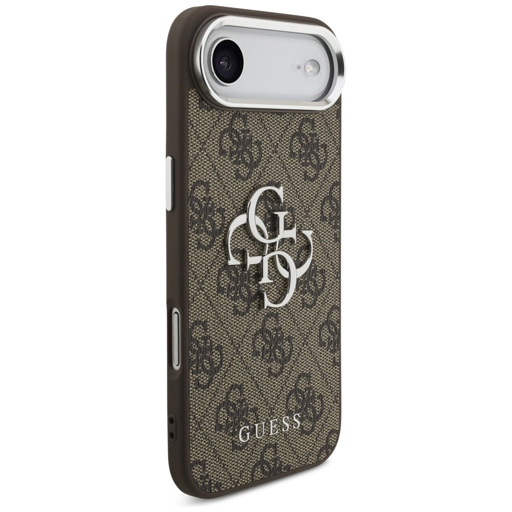 Guess iPhone Air - 4G Big 4G Classic Logo - Σκληρή Θήκη με Πλαίσιο Σιλικόνης και Επένδυση από Οικολογικό Δέρμα - Brown / Silver - GUHCP17MP4G4SMCW