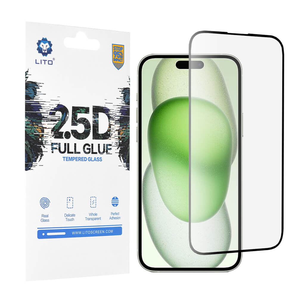 Lito iPhone 15 Plus - Προστασία Οθόνης - Full Screen 2.5D Αντιχαρακτικό Γυαλί Tempered Glass - Black