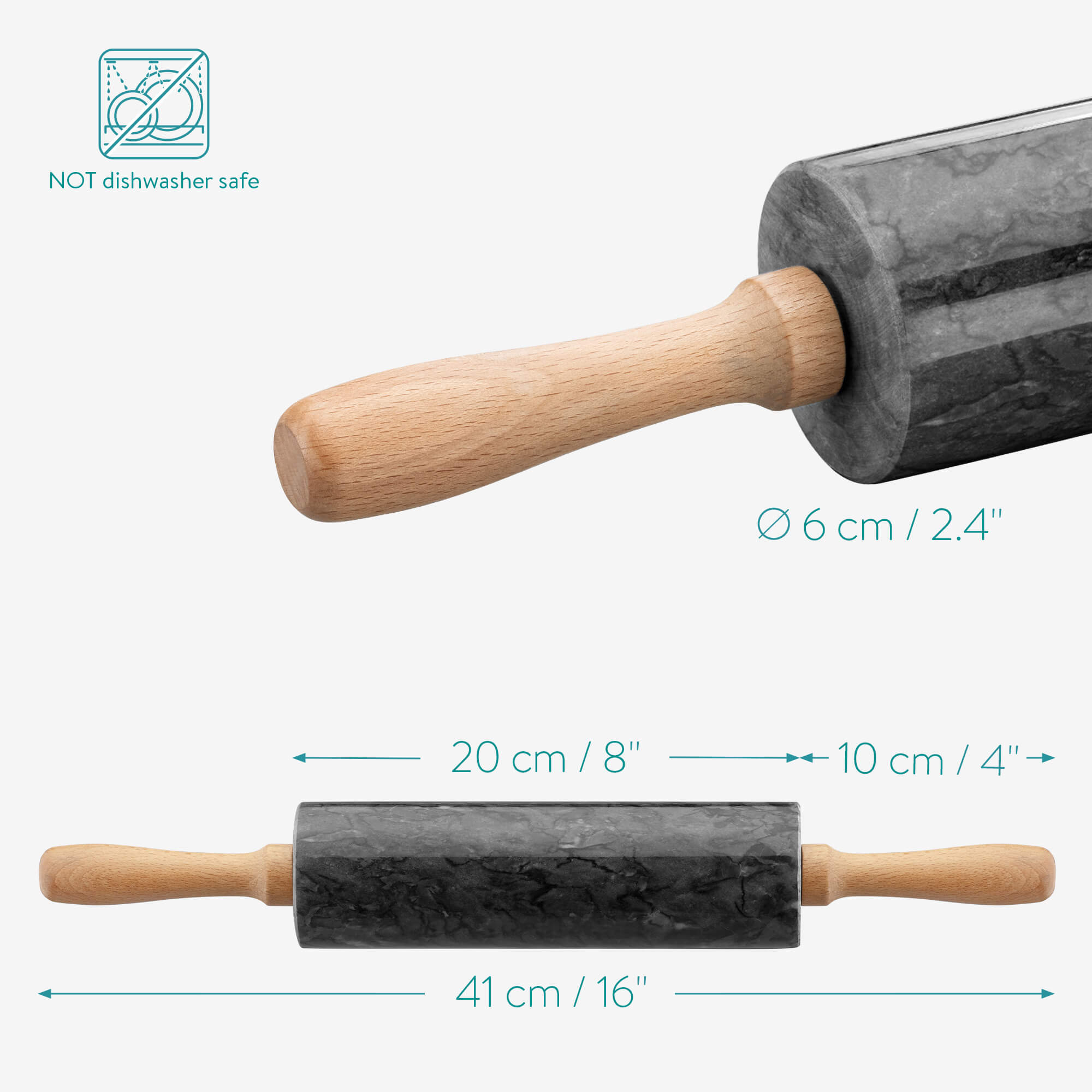 Navaris Πλάστης από Μάρμαρο με Ξύλινες Λαβές και Stand - Black / Brown - 55002.01.01