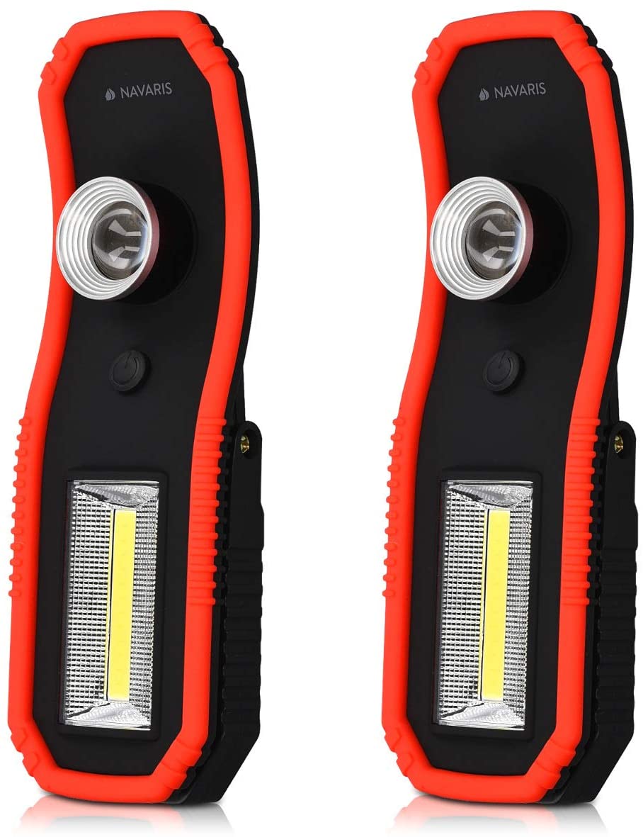 Navaris 2x 3W COB LED Work Light Σετ με 2 Φακούς Εργασίας με Μαγνητική Βάση και Γάντζο - Black / Red - 45758.02