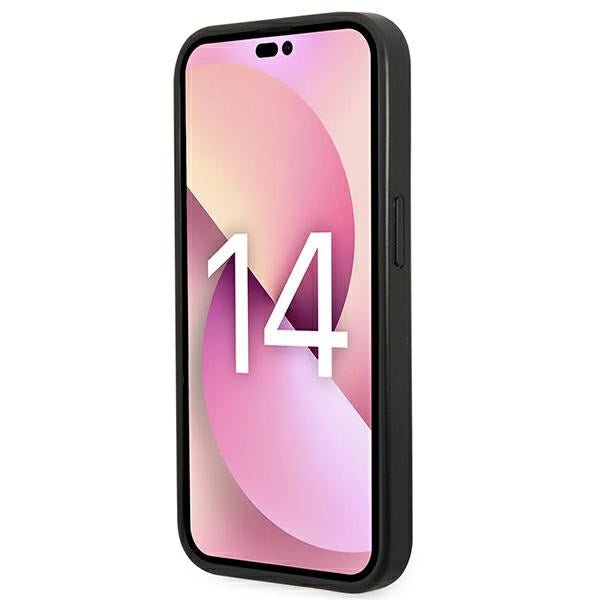 Karl Lagerfeld iPhone 14 Pro Max - Saffiano Choupette Head Patch Σκληρή Θήκη με Επένδυση Συνθετικού Δέρματος και Πλαίσιο Σιλικόνης - Black - KLHCP14XSAPCHK