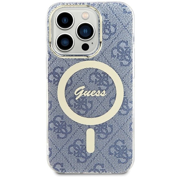 Guess iPhone 15 Pro IML 4G MagSafe Σκληρή Θήκη με Πλαίσιο Σιλικόνης και MagSafe - Blue - GUHMP15LH4STB