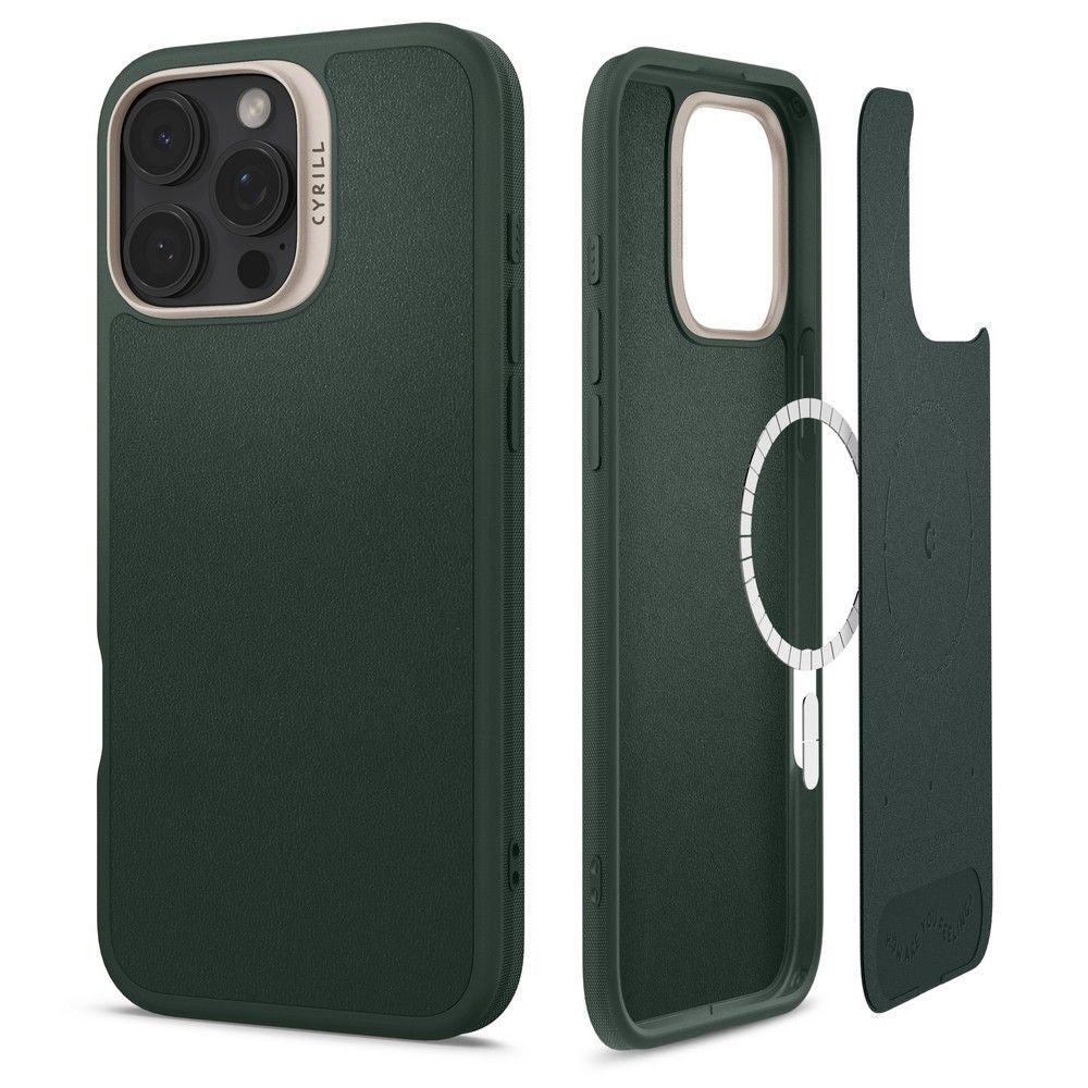 Spigen Cyrill iPhone 16 Pro Max Kajuk Mag Θήκη με Επένδυση Συνθετικού Δέρματος και MagSafe - Forest Green