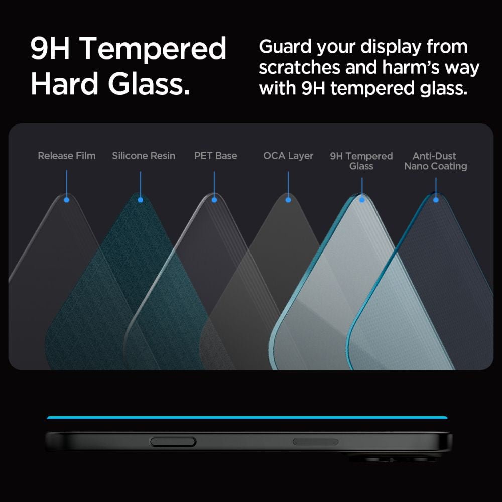 Spigen iPhone 16 Pro / iPhone 17 / iPhone 17 Pro Glas.TR EZ Fit 9H Αντιχαρακτικό Γυαλί Οθόνης - Clear - AGL07935