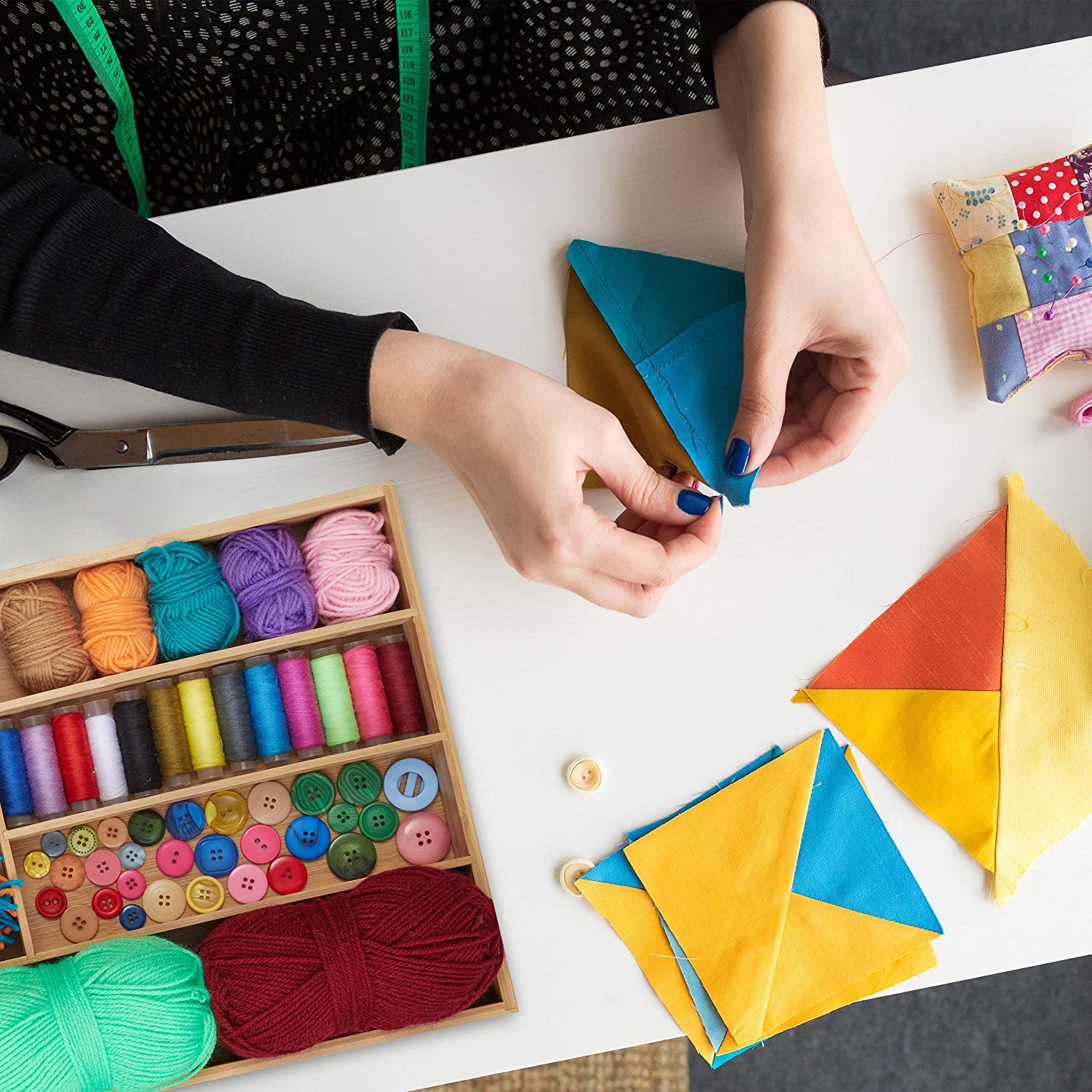 Relaxdays Ξύλινη Θήκη Συρταριού για Μαχαιροπίρουνα με 6 Διαμερίσματα - Natural - 4052025321789