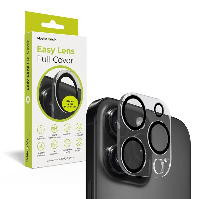 Mobile Origin iPhone 14 Pro / iPhone 14 Pro Max Easy Lens Full Cover 9H Αντιχαρακτικό Γυαλί για την Κάμερα - Διάφανο