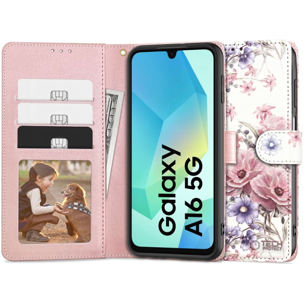 Tech - Protect Samsung Galaxy A16 4G / A16 5G Θήκη Πορτοφόλι Stand από Δερματίνη - Blossom Flower