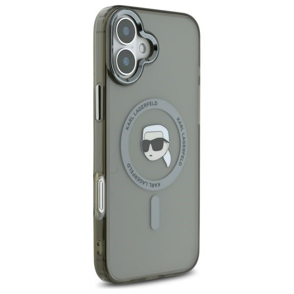 Karl Lagerfeld iPhone 16 Plus - IML Metal Karl Head Σκληρή Θήκη με Πλαίσιο Σιλικόνης και MagSafe - Black - KLHMP16MHLSKIK