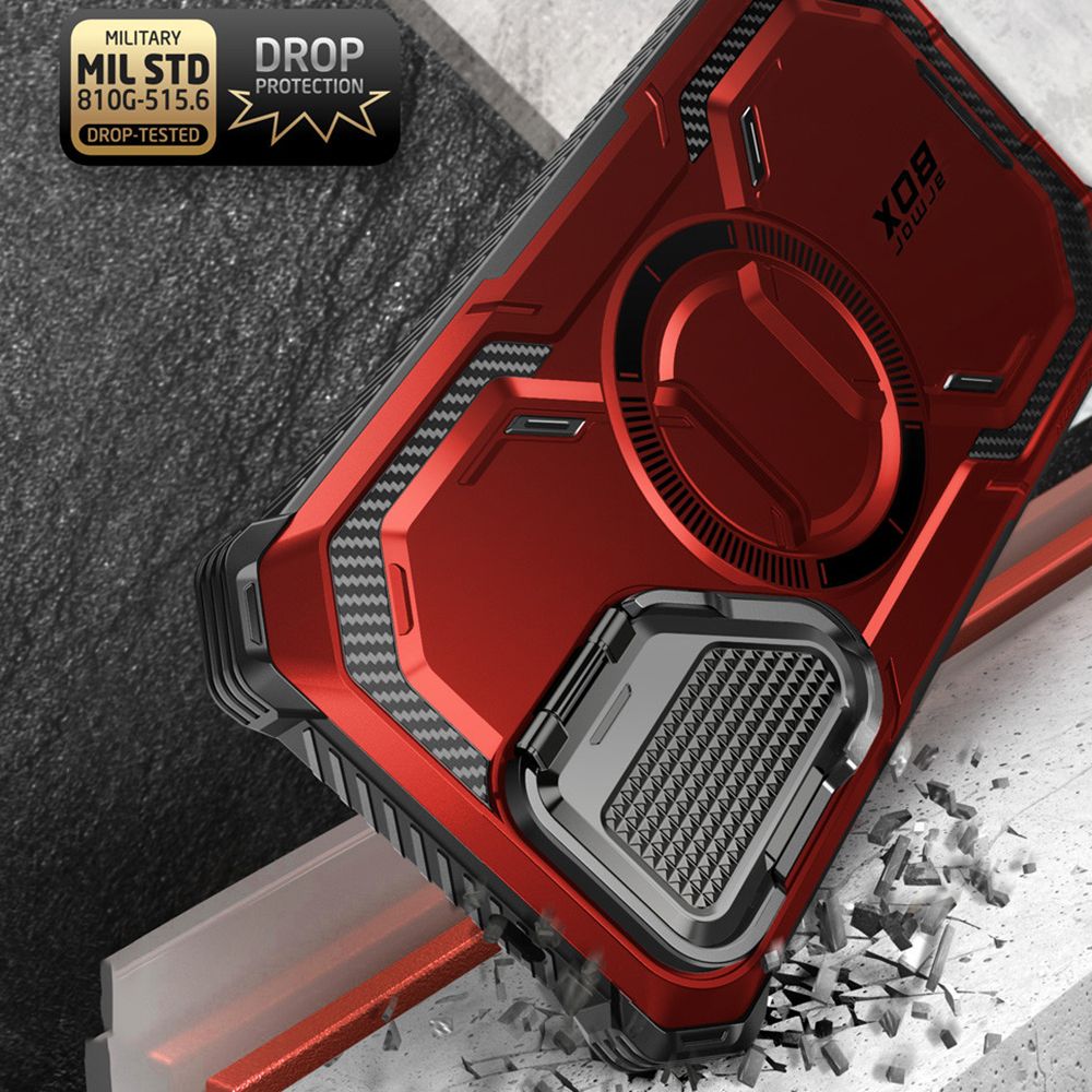 Supcase Samsung Galaxy S24 Armorbox Magsafe Σκληρή Θήκη με Προστασία Οθόνης και Κάλυμμα Κάμερας / Stand - Red